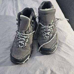 Gray Hiking Boots with Black Accents